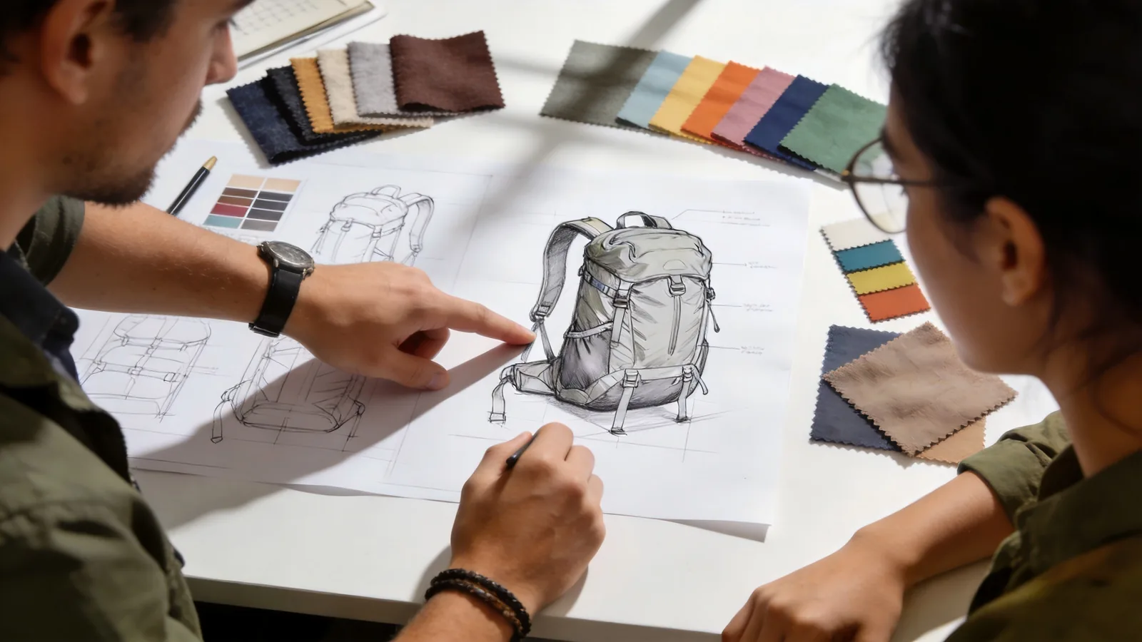 Professionals reviewing gear designs